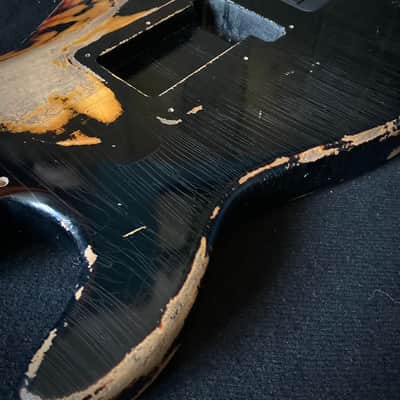 Relic Stratocaster body - Black over Three Tone Sunburst Alder strat body, Jozo Reece guitars image 18