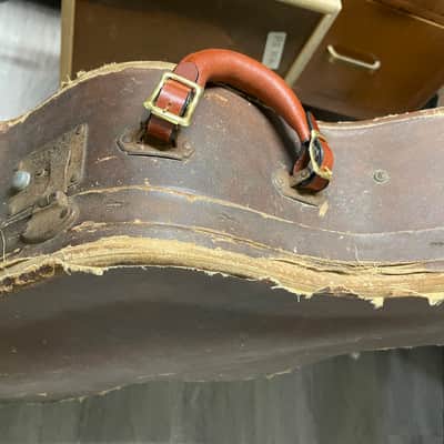 Leather buckle handle w/ GOLD HARDWARE for Gibson tan case w/ figure 8 handle Les Paul L5 es 275 SG Flying V image 9