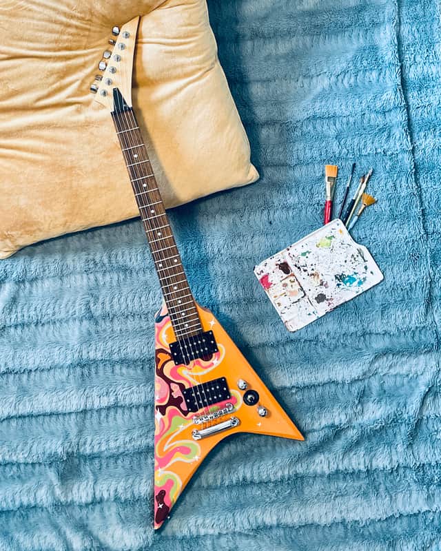 Custom Painted Flying V Electric Guitar image 1