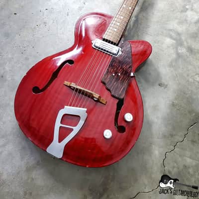 RARE Julio Giulietti  Model A2 Italian Semi-Hollow Jazzbox Electric Guitar w/ OHSC! (1962, Cherry) image 14
