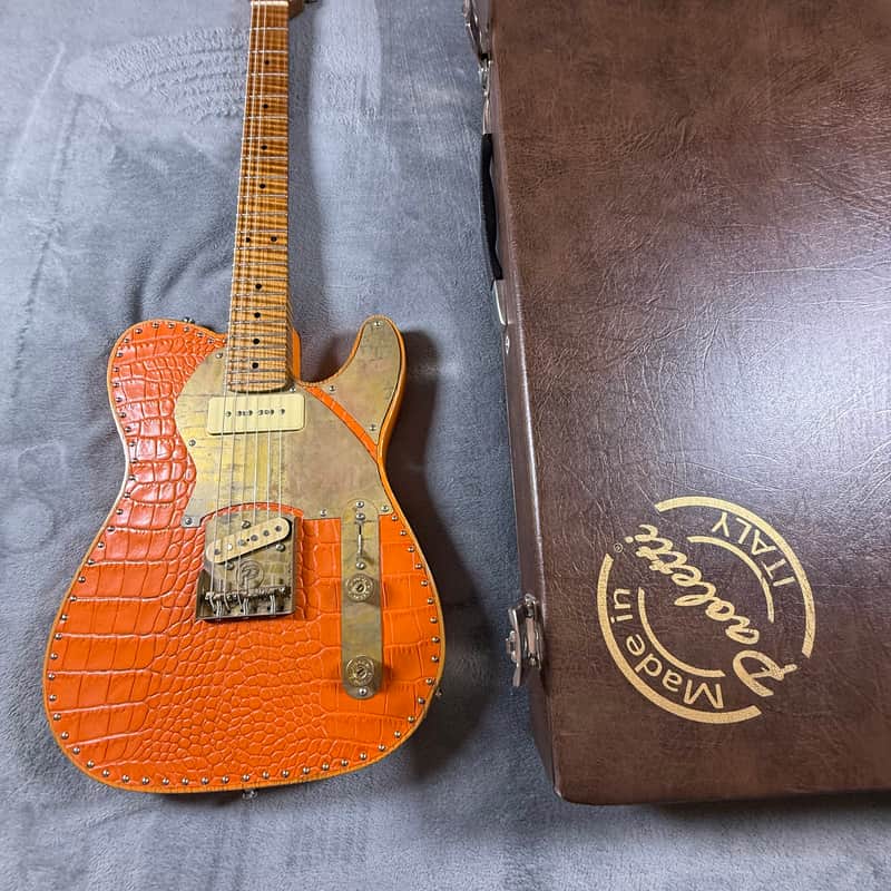 Paoletti Nancy Leather top 2019 - Orange Crocodile Leather Top image 1