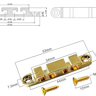 Gold String Retainer Bass Head 4 String Retainer Bass Guitar String Tree Bass String Guide with Mounting Screws image 2