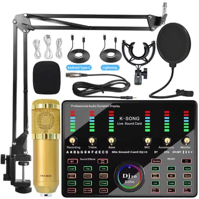 Sound Card Mobile Phone Bluetooth K Song Microphone Condenser Wireless Microphone Sound Card Dedicated Full Set image 11