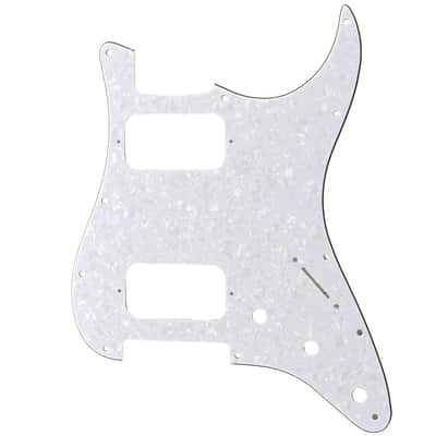 11 Holes Round Corner HH Strat Pickguard 2 Humbuckers for American/Mexican Fender Standard Stratocaster Electric Guitar, 4Ply White Pearl image 1