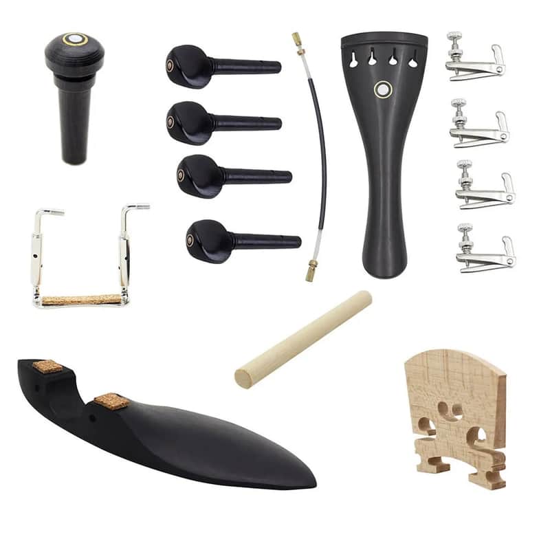 15pcs 4/4 Violin Fiddle Parts Accessories Chin Rest Fine Tuners End Button image 1