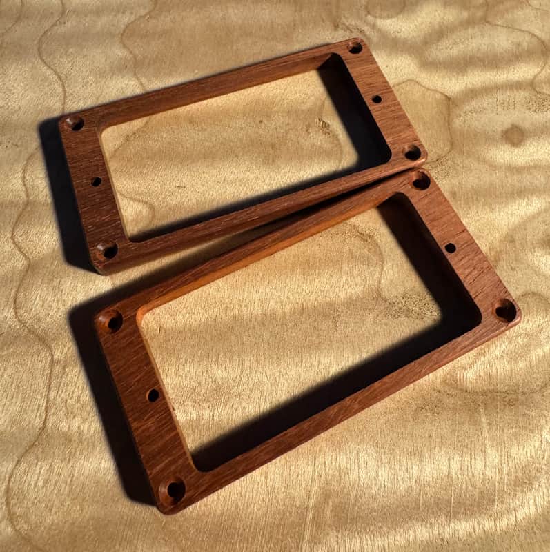 Guilford Bloodwood Humbucker Pickup Ring Set for Seymour Duncan Trembucker Spaced Bridge/standard Neck w Floyd Rose image 1