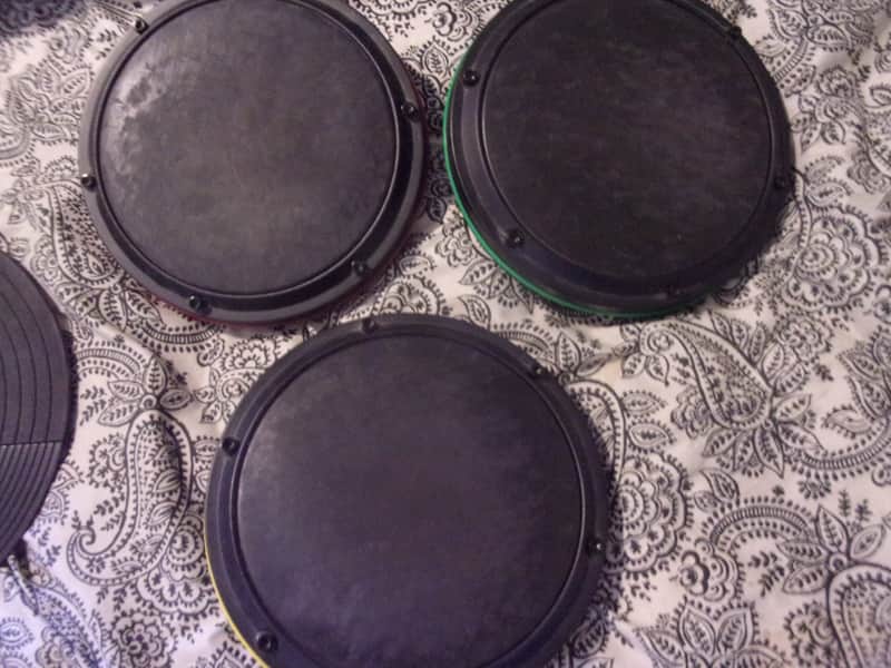 Lot of 3 Rock Band Electronic eDrums 8" Single Zone Snare Tom Pads 1/4" input many stick marks fits Alesis & Ion  NO Mount or Arm image 1