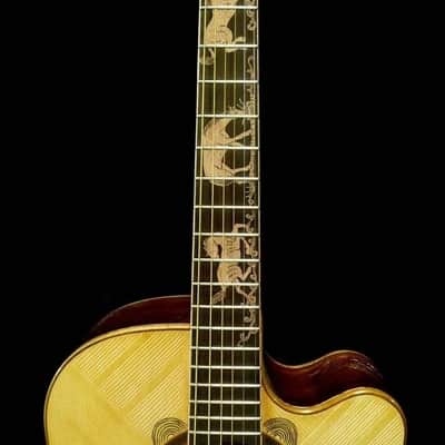 Acoustic Guitar Handmade by Blueberry, 6 String Wood Horse Motif Guitar,Custom Handcrafted Wooden Guitar, Dreadnought Guitar,Steel String image 5