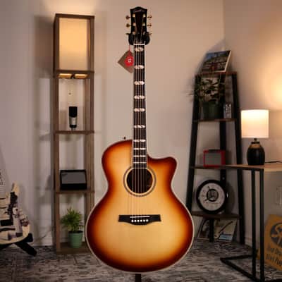 Godin Connaisseur MJ - Ebony Fingerboard, Sunsetburst Maho image 2