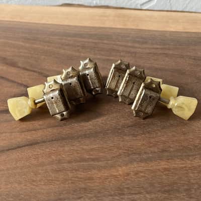Kluson Deluxe Tuner Set Keystone Button No Line Single Ring Vintage 1952-1956 - Nickel image 3