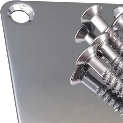 2 Pack Guitar Chrome Neck Plates with Screws for Electric Guitars, Strat Tele Style Guitar Cigar Box Guitar Parts Repair Replace image 4