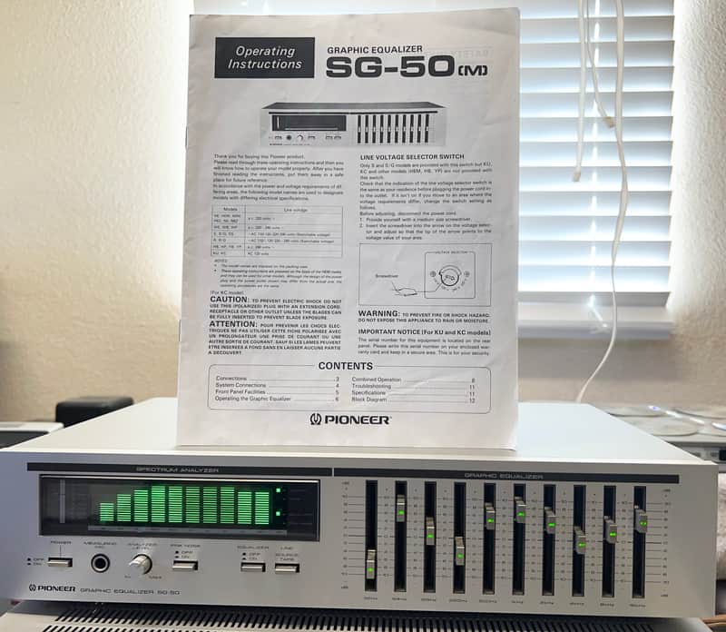 Vintage Pioneer SG-50 10-Band Graphic Equalizer Spectrum Analyzer w/ Original Instructions; Tested image 1