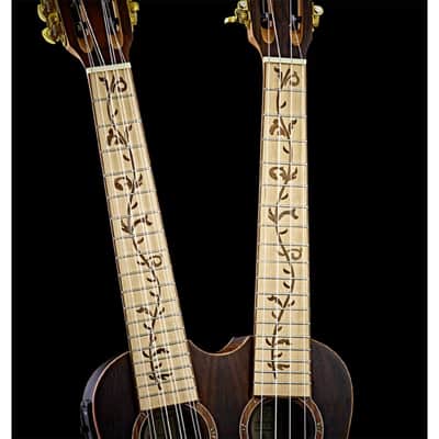 Ortega Custom Built Series Double Neck 4 & 8 String Tenor Acoustic-Electric Ukulele w/ Bag image 6