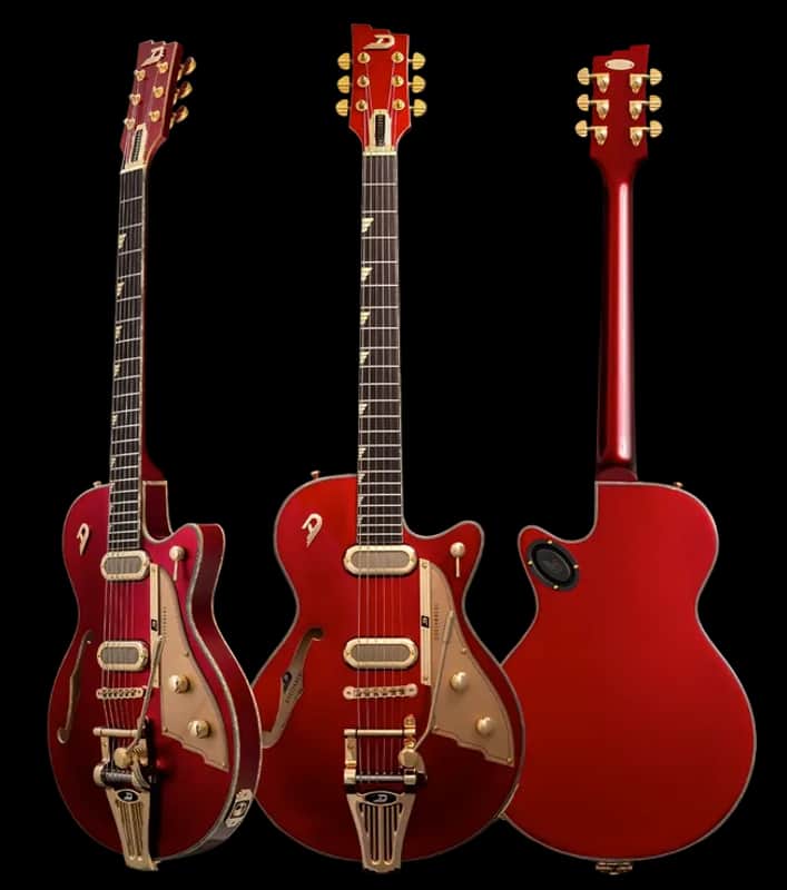 Duesenberg Starplayer TV Phonic guitar with Custom Line case - Balboa Pearl Red image 1