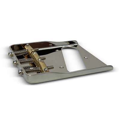 Rutters Nickel-Plated 464 Marine Brass Vintage Bridge Assembly for Telecaster, Trimmed Sides, Marine Brass Saddles image 2