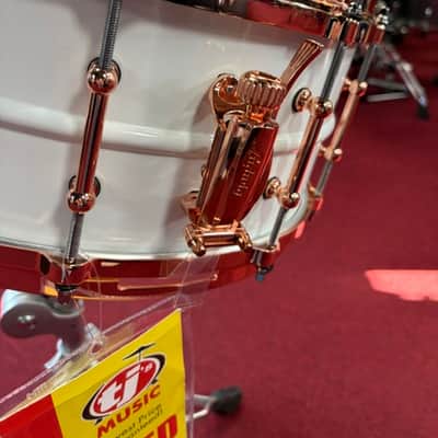 Ludwig LB430TDC Polar-Phonic 6.5x14" Brass Snare Drum with Copper Hardware 2021 - Present - Polar White image 3