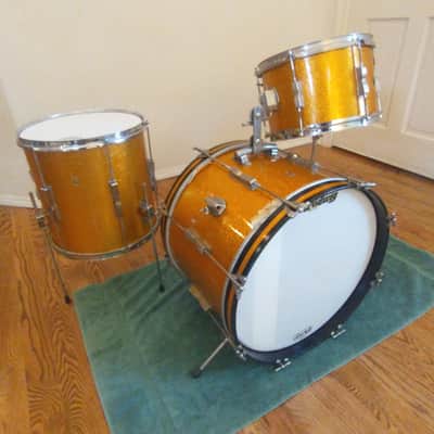 Ludwig Vintage 1966 Gold Sparkle Club Date Outfit W/ Matching Jazz Festival Snare - Amazing! image 2