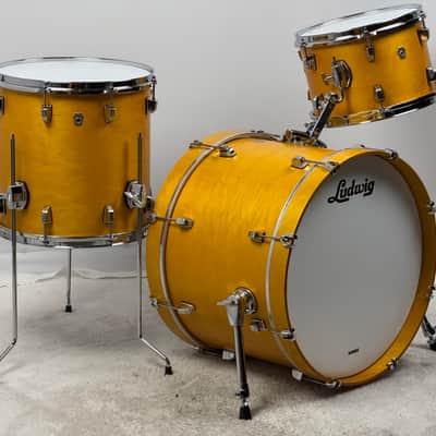Ludwig USA 20/12/14" Neusonic Downbeat Outfit - VIDEO Satin Golden Slumbers w/ Maxwell Ludwig Rail image 3