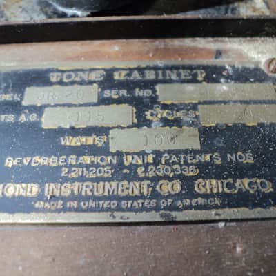 Hammond JR-20 Tone Cabinet For Repair USA Made 1950s image 6