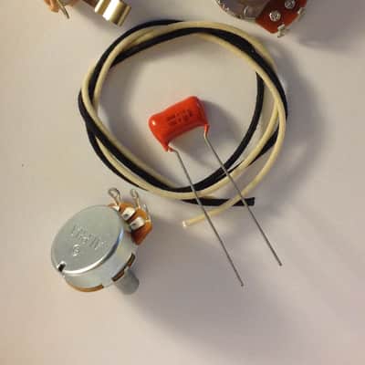 Lefty Wiring Harness Kit For P Bass US Spec Pots .068uf 225P NOS Orange Drop Cap image 1
