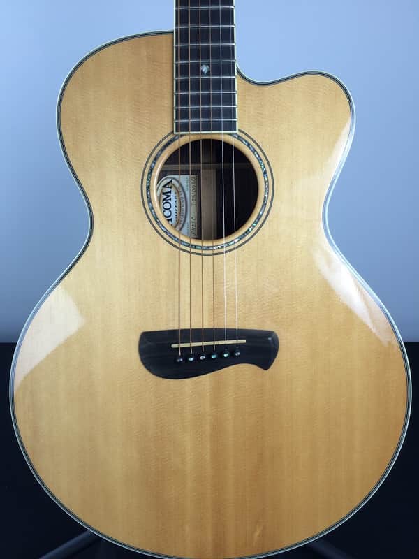 Tacoma ER28C E6 Mini Jumbo Acoustic Electric Guitar Natural | Reverb