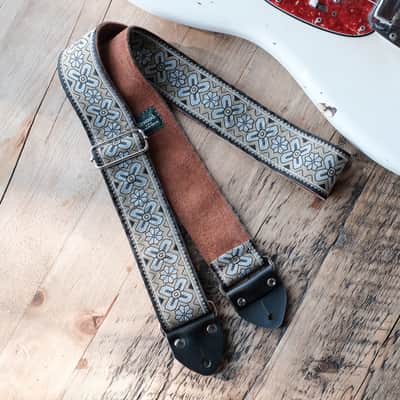 Vintage Gold 60s/70s Hippie Guitar Strap / Real Suede Backing / Handmade in the UK image 1