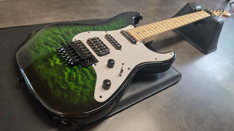 Jackson Adrian Smith SDXQM Signature BRAND NEW IN BOX! Transparent Green Burst Iron Maiden Pro Artist HSS FR Floyd Rose San Dimas Super Strat with Fender Stratocaster headstock SDQX AAA Quilt Top Quilted Maple image 1
