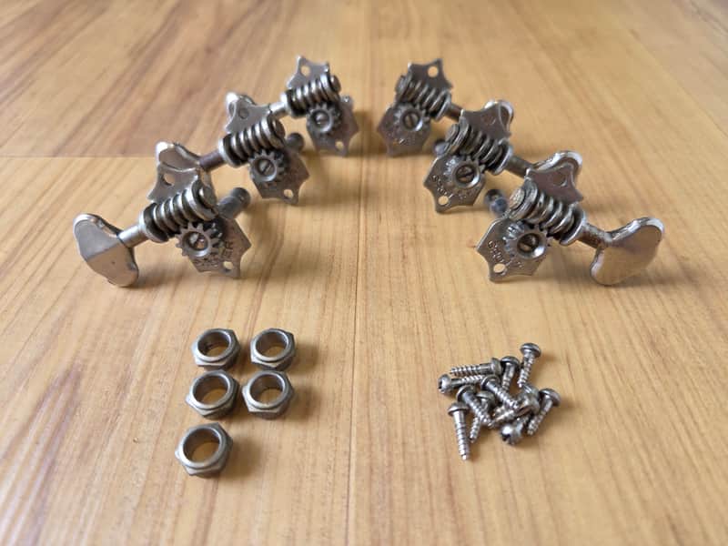Set of Vintage 1960's Grover Open Back Guitar Tuners w/ Ferrules, Screws! image 1