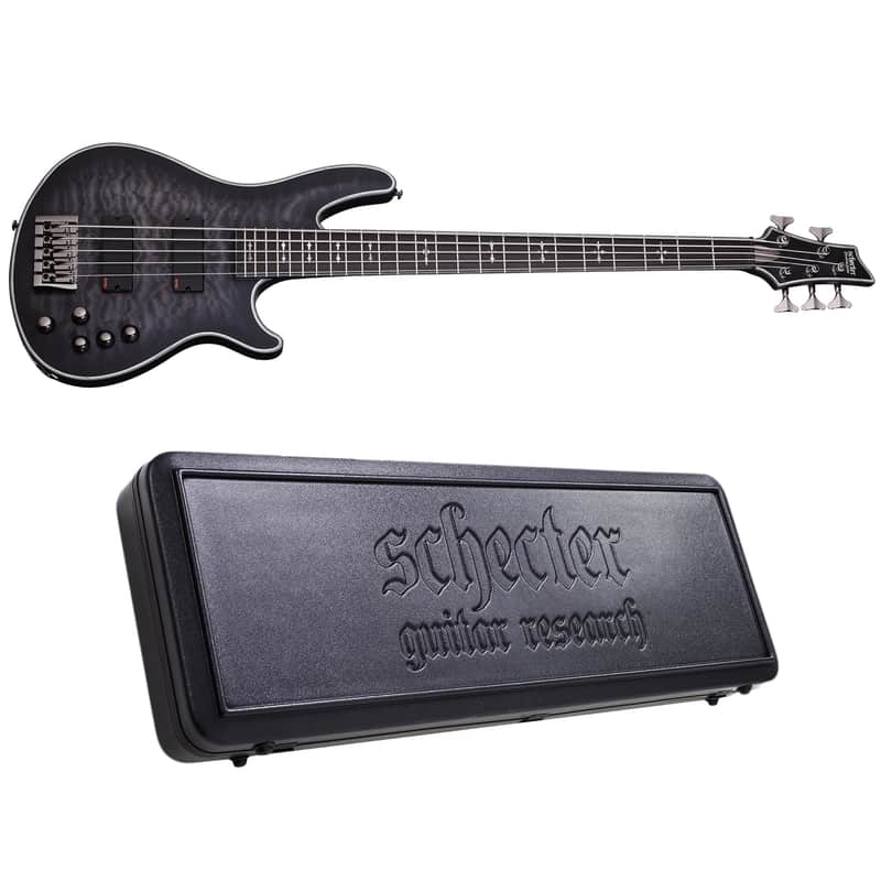 Schecter Hellraiser Extreme-5 See-Thru Black Satin STBLS 5-String Electric Bass + Hard Case image 1