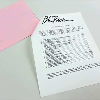 B.C. Rich Dealer Retail Price List Packet – Late 1980s N.J. Series & Custom Shop Models – Original Dealer Literature image 5