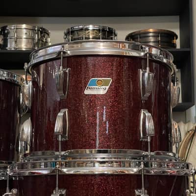 1970's Ludwig 3-Ply Burgundy Sparkle 15x26 13/14/16/18/26 Drum Kit Re-Wrap image 5