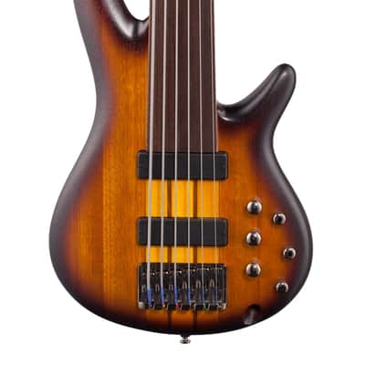 Ibanez SRF706 Portamento Fretless Bass Guitar Brown Burst Flat image 3