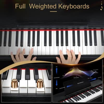 Ukscs 61 Key Piano Semi-Weighted Standard Keyboards Digital Piano with Furniture Stand，MIDI Bluetooth, Headphone，for Piano Lover Black color image 5