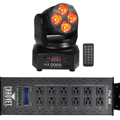 Chauvet PRO-D6 6 Ch 20A DMX-512 Dimmer Switch Pack 115V and 230V+Moving Head image 1