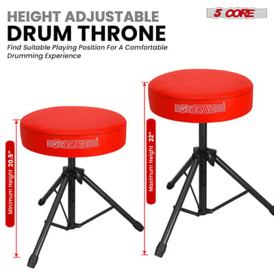 5 Core Drum Throne 3" Padded Seat Adjustable Drumming Chair for Practice and Performance image 5