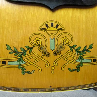 Unknown Parlor Acoustic Guitar 30s/40s art deco soso player w/intonation issues image 3