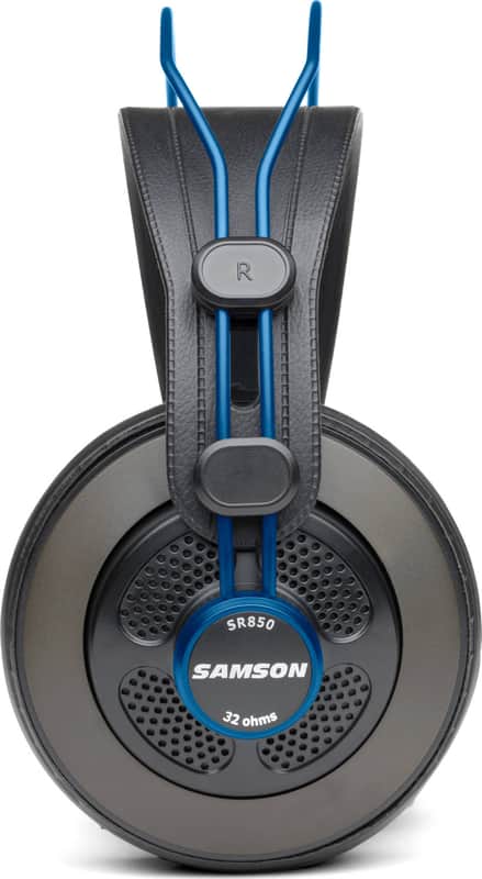Samson SR850 Semi-Open Studio Headphones; Black/Blue image 1