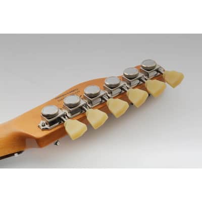 Vintage Deluxe 6 inline Guitar Locking Tuners Tuning Pegs Keys Machine Heads Set for Fender Strat Stratocaster/Tele Telecaster Style Electric Guitar, Nickel with Keystone Button image 8