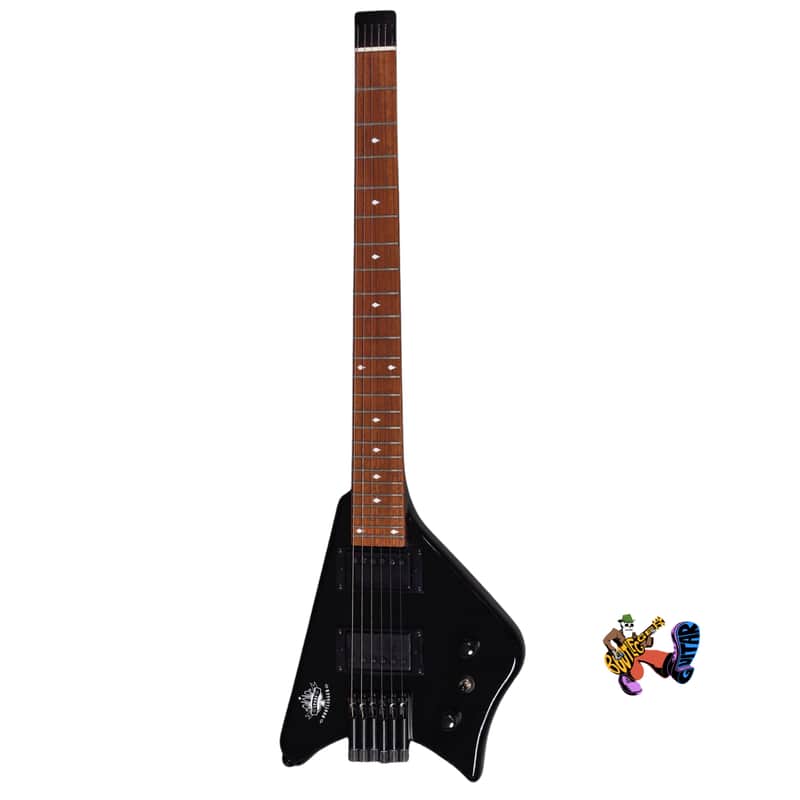 BootLegger Guitar Spade Black Headless With Stiletto  Case & Flask image 1