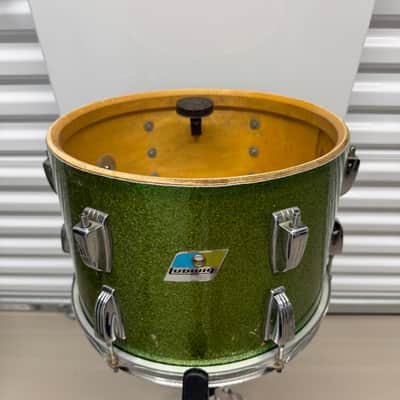 Vintage Ludwig 3-ply 13, 16, 24 - ORIGINAL Green Sparkle drum set image 8