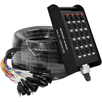 Seismic Audio SAJT-16x4x100 16-Channel XLR Snake Cable w/ (4x) 1/4" TRS Returns - 100'