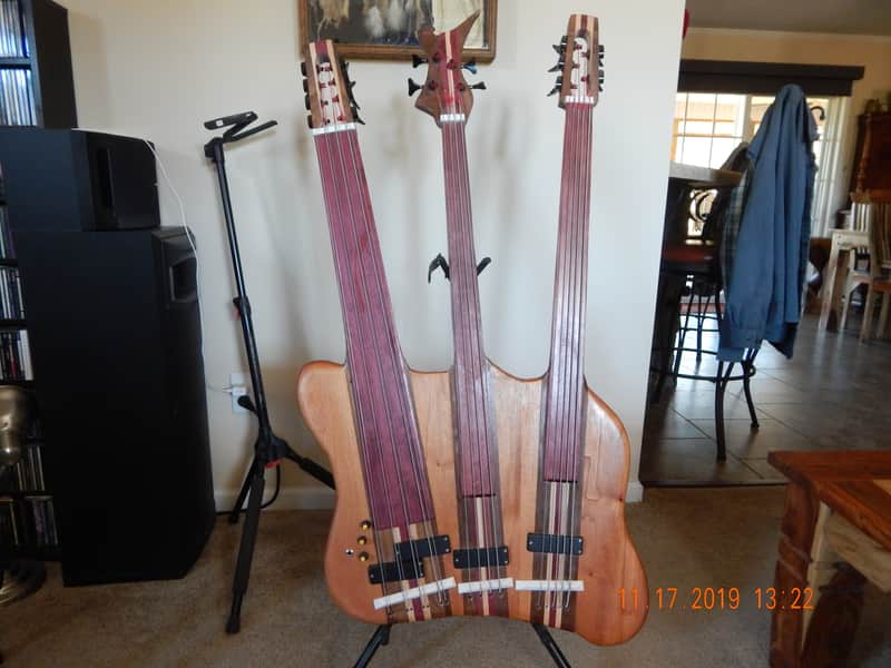 wish bass left handed fretless triple neck. image 1