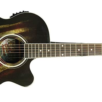 Oscar Schmidt 6 String OG10CE Cutaway Acoustic-Electric Guitar, USA Flag Graphic (OG10CEFLAG-A) image 1