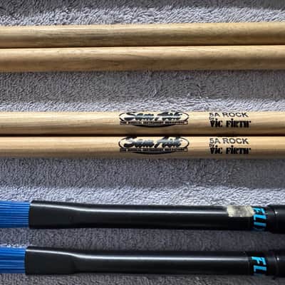 Drum Stick Lot – Vic Firth, Sam Ash, Zildjian Drumsticks & Flix Brushes – Mixed Lot of 8 Pairs image 5