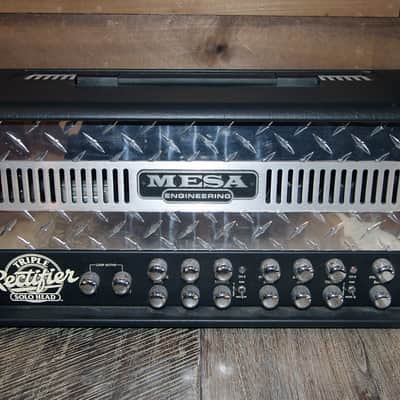 Mesa Boogie Solo Triple Rectifier Head 150W and 4x12 4FB Slant Cabinet Mid 2000s Black / White Mesh image 2