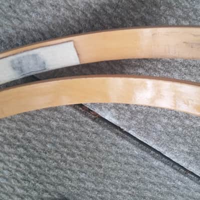 20" VINTAGE Natural Lacquer Wood Maple Bass Drum Hoops 10 PLY MATCHED PAIR image 4
