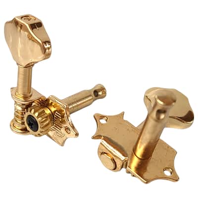Gold 3x3 Tuning Pegs Guitar Scalloped Buttons Butterbean Vintage Open Gear Keys image 4