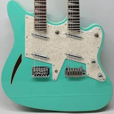 Eastwood SURFCASTER 12/6 Bound Tone-Chambered Mahogany Body Double Neck Electric Guitar w/Hard Case image 5