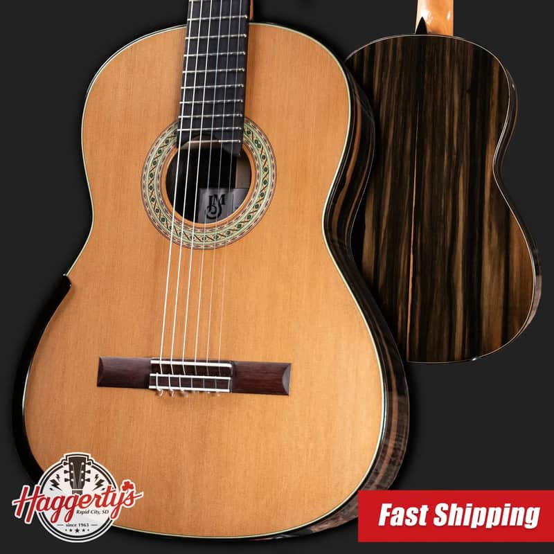 Jose Marques Doubletop Classical Acoustic Guitar - Exotic Ebony, Cedar Top with Hardshell Case image 1
