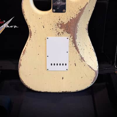 Fender Custom Shop Stratocaster - Aged Vintage White w/ Reverse Headstock & Matching Headcap image 7